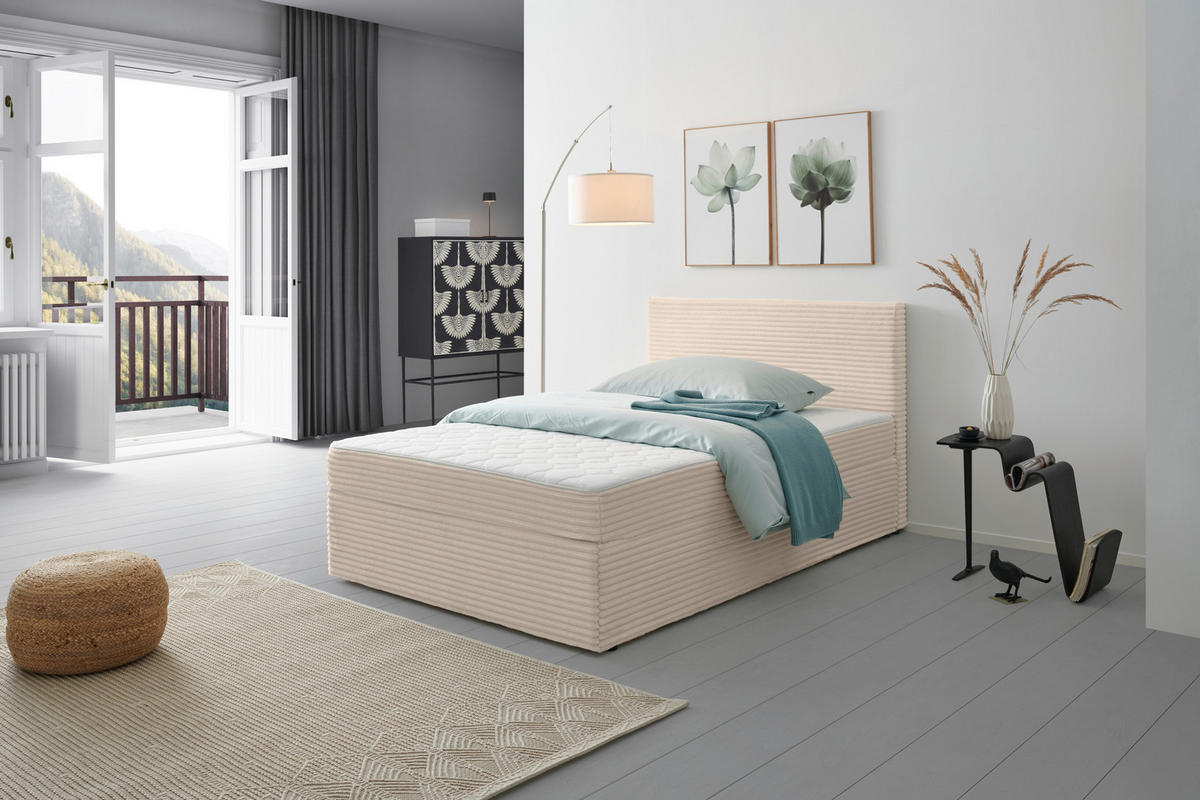 BOXBETT 140/200 cm  in Beige  - Beige, Modern, Holz/Textil (140/200cm) - MID.YOU