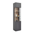 VITRINE Graphitfarben  46,9/205,5/37,1 cm  - Graphitfarben, Design, Glas/Holzwerkstoff (46,9/205,5/37,1cm) - Dieter Knoll