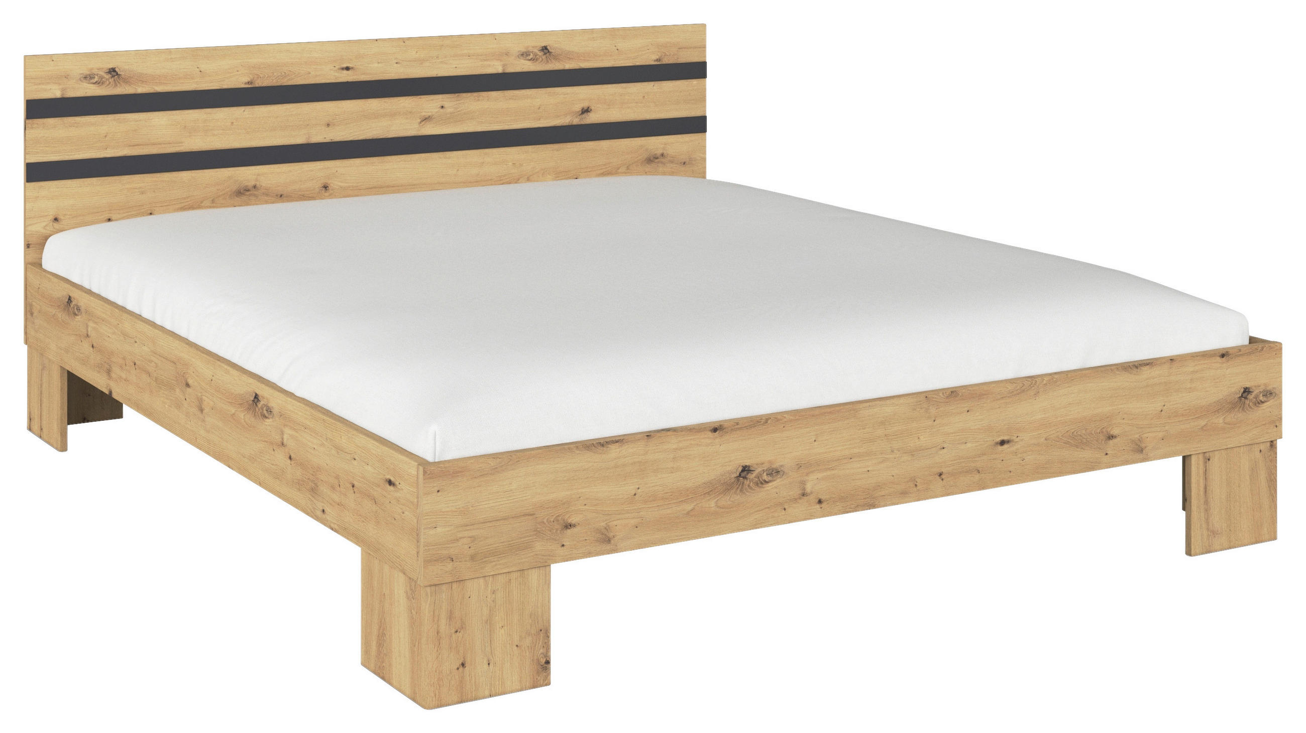 BETT 180/200 cm  in Grau, Eiche Artisan  - Eiche Artisan/Grau, KONVENTIONELL (180/200cm)