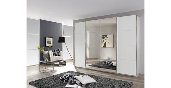 SCHWEBETÜRENSCHRANK  in Weiß  - Chromfarben/Weiß, Design, Holzwerkstoff/Metall (316/230/62cm) - Carryhome