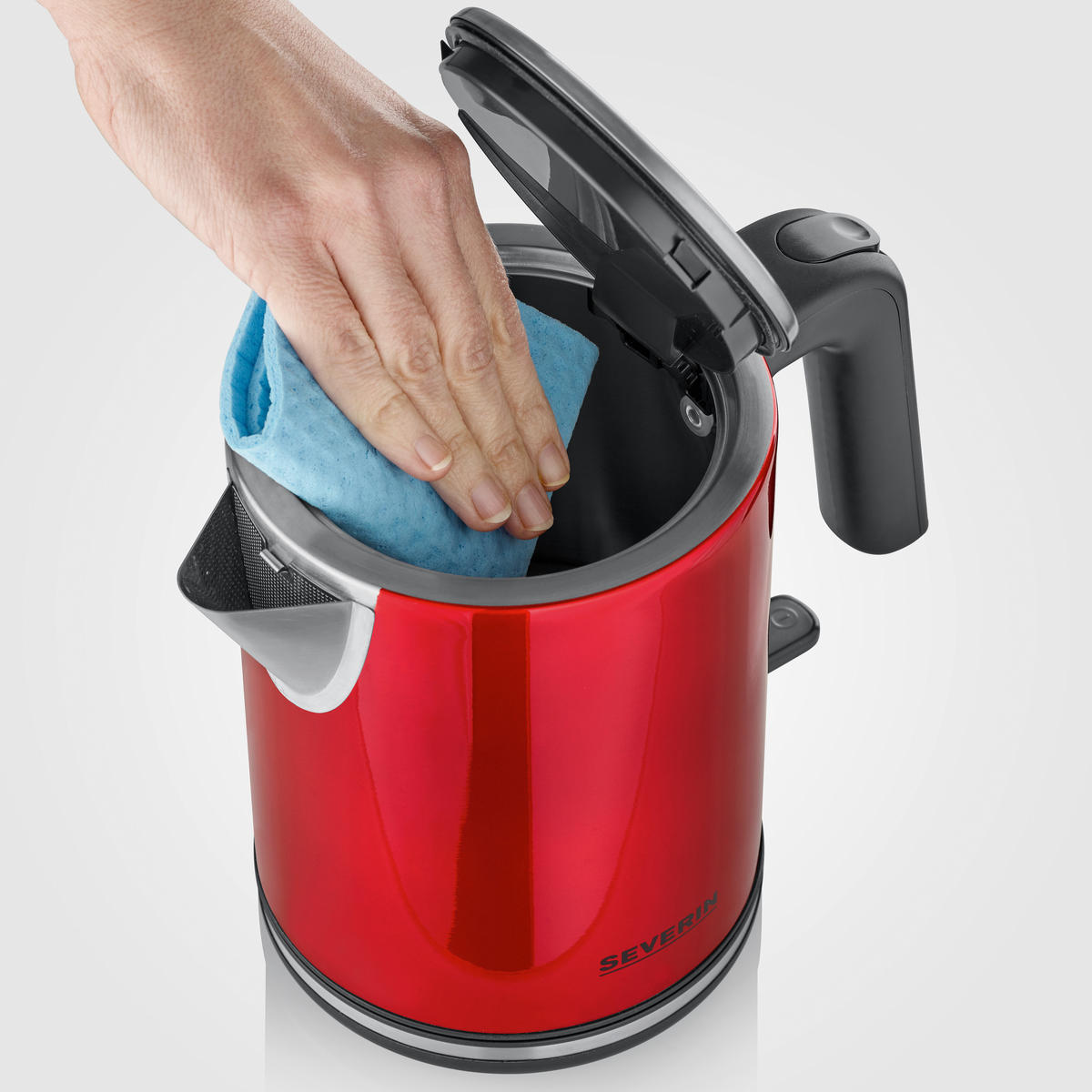 WASSERKOCHER 1 l  - Edelstahlfarben/Rot, Kunststoff/Metall (14/19.8/22,5cm) - Severin