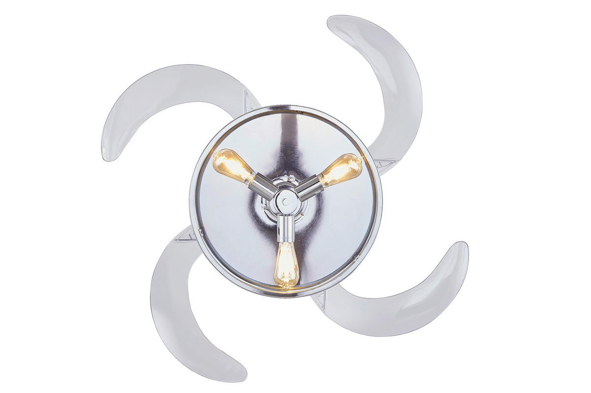 DECKENVENTILATOR  122/41 cm    - Chromfarben/Transparent, Basics, Kunststoff/Metall (122/41cm) - P & B
