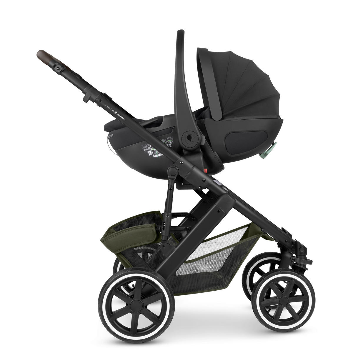 KINDERWAGENSET Salsa 5 Air 3in1 Set Calla  - Schwarz/Olivgrün, Basics, Textil/Metall (63/118/95.5cm) - ABC Design