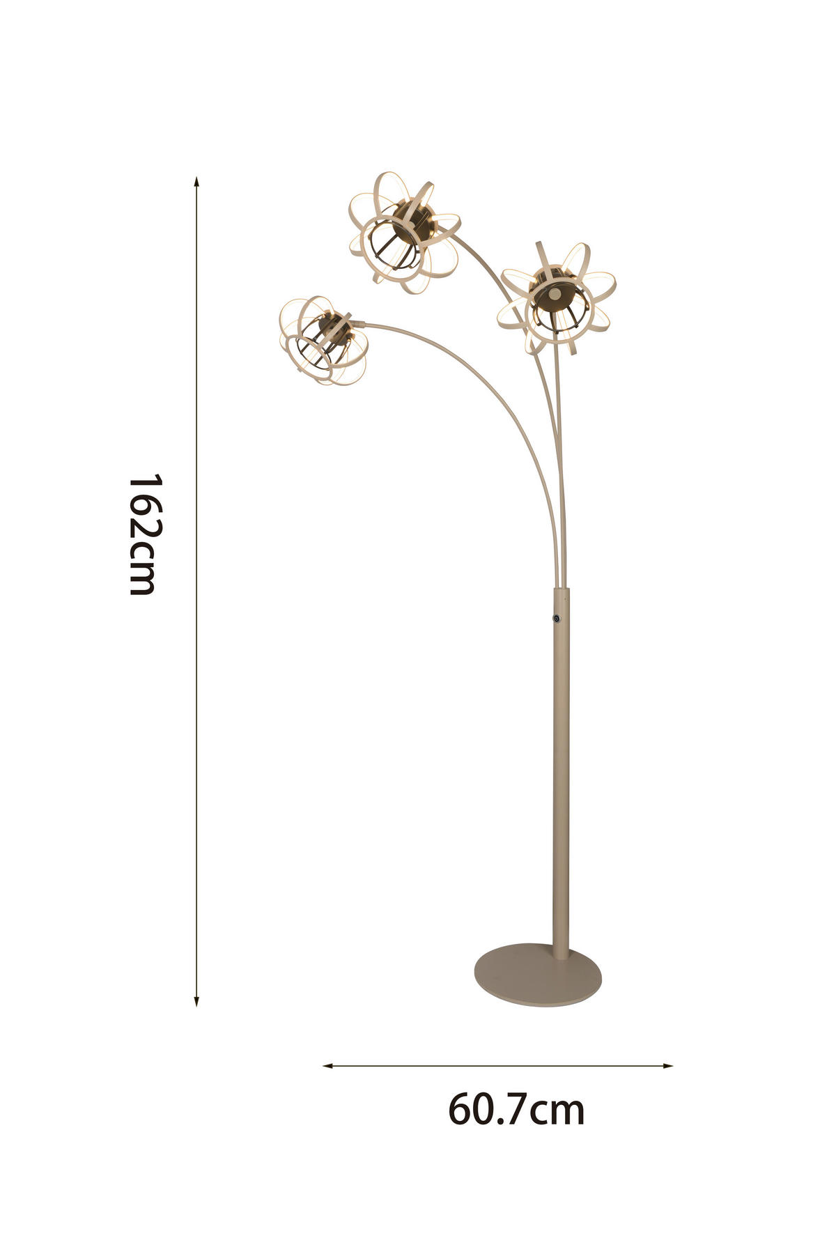 LED-STEHLEUCHTE Salo 60/87/162 cm  - Sandfarben/Schwarz, KONVENTIONELL, Metall (60/87/162cm)