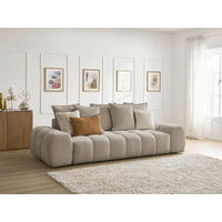SCHLAFSOFA EVEREST  mit Armteil links, Armteil rechts Flachgewebe Taupe  - Taupe/Schwarz, MODERN, Kunststoff/Textil (278/115/90cm) - Livetastic