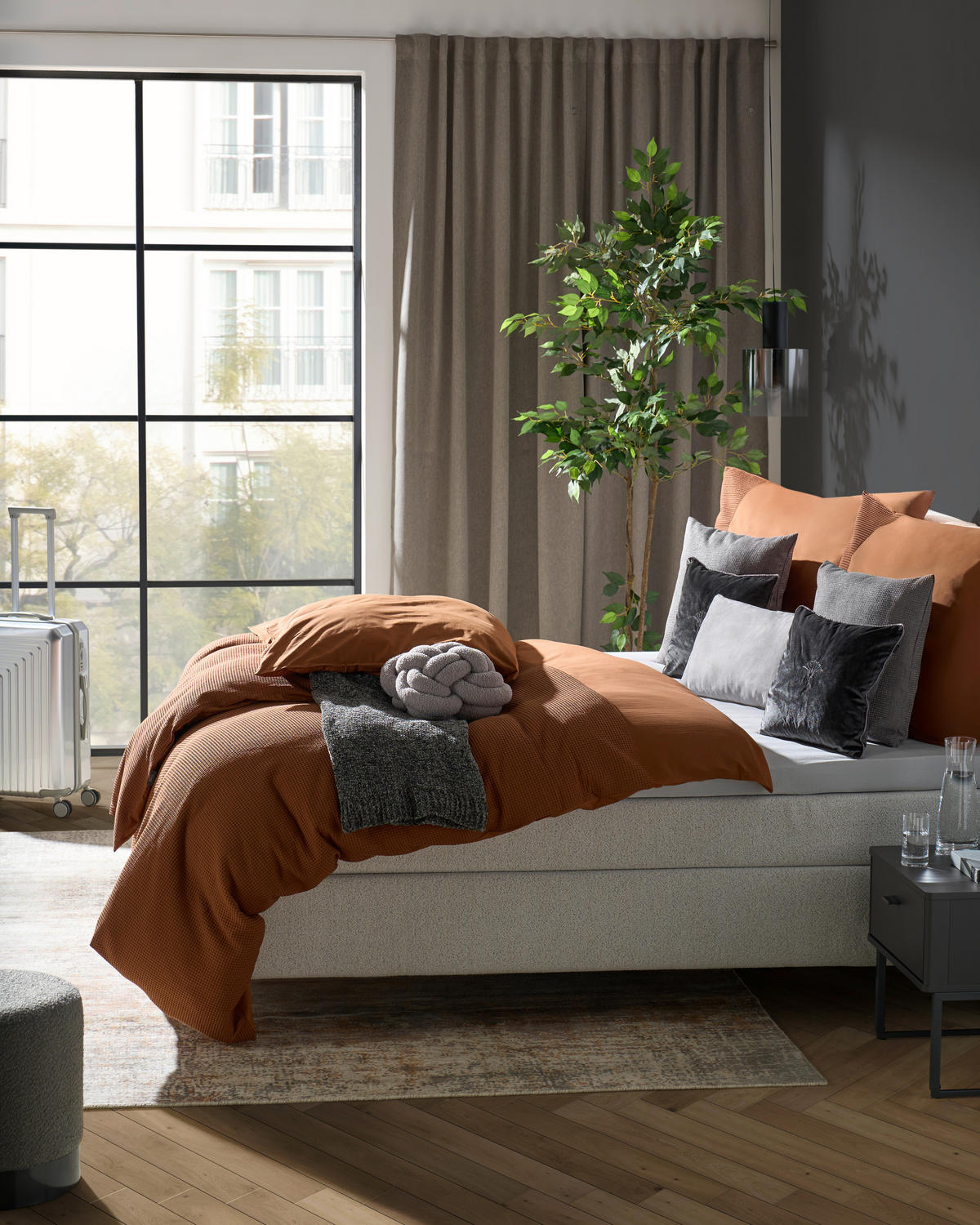 BOXSPRINGBETT 180/200 cm  in Creme, Hellgrau  - Creme/Hellgrau, Design, Holzwerkstoff/Kunststoff (180/200cm) - RUF Betten
