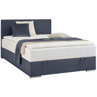 BOX-ÁGY 140/200 cm  sötétkék  - sötétkék/króm, Konventionell, műanyag/textil (140/200cm) - Carryhome