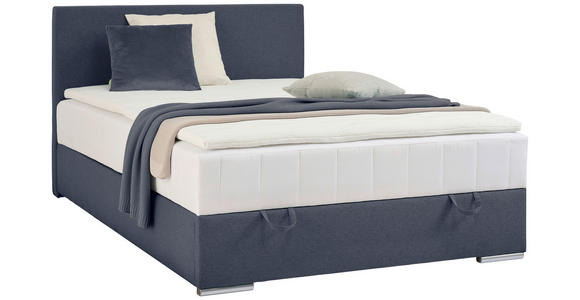 BOXBETT 90/200 cm in Dunkelblau - Chromfarben/Dunkelblau, KONVENTIONELL, Kunststoff/Textil (90/200cm) - Carryhome