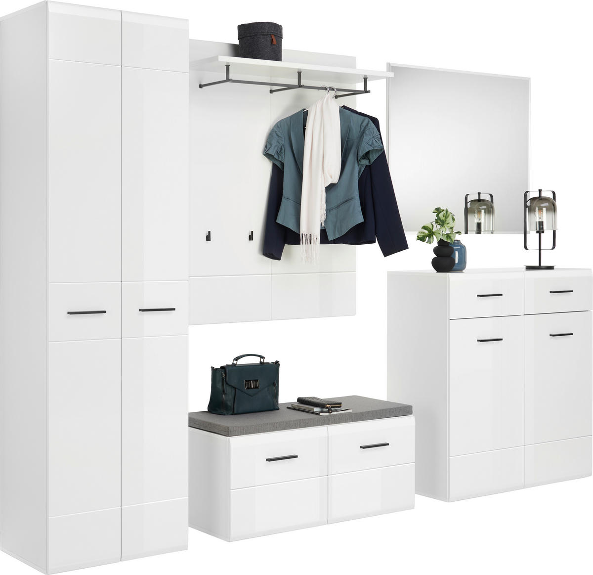 SKŘÍŇ NA ODĚV, bílá, vysoce lesklá bílá, antracitová, 60/206,2/41,6 cm - bílá/antracitová, Basics, kompozitní dřevo/plast (60/206,2/41,6cm) - Hom`in