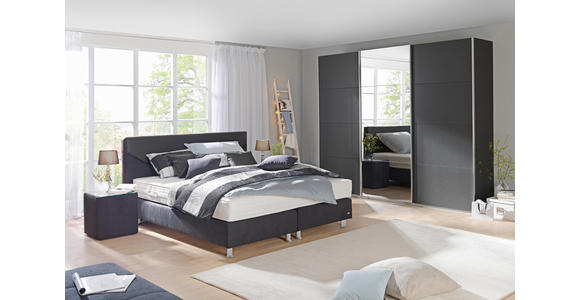SCHWEBETÜRENSCHRANK in Dunkelgrau - Chromfarben/Dunkelgrau, Design, Glas/Holzwerkstoff (270/230/62cm) - Xora