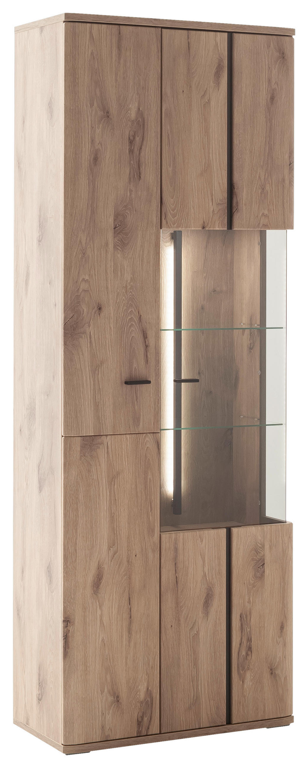 VITRINE  in Anthrazit, Eichefarben - Eichefarben/Anthrazit, KONVENTIONELL, Glas/Holzwerkstoff (75/207/38cm) - Cantus