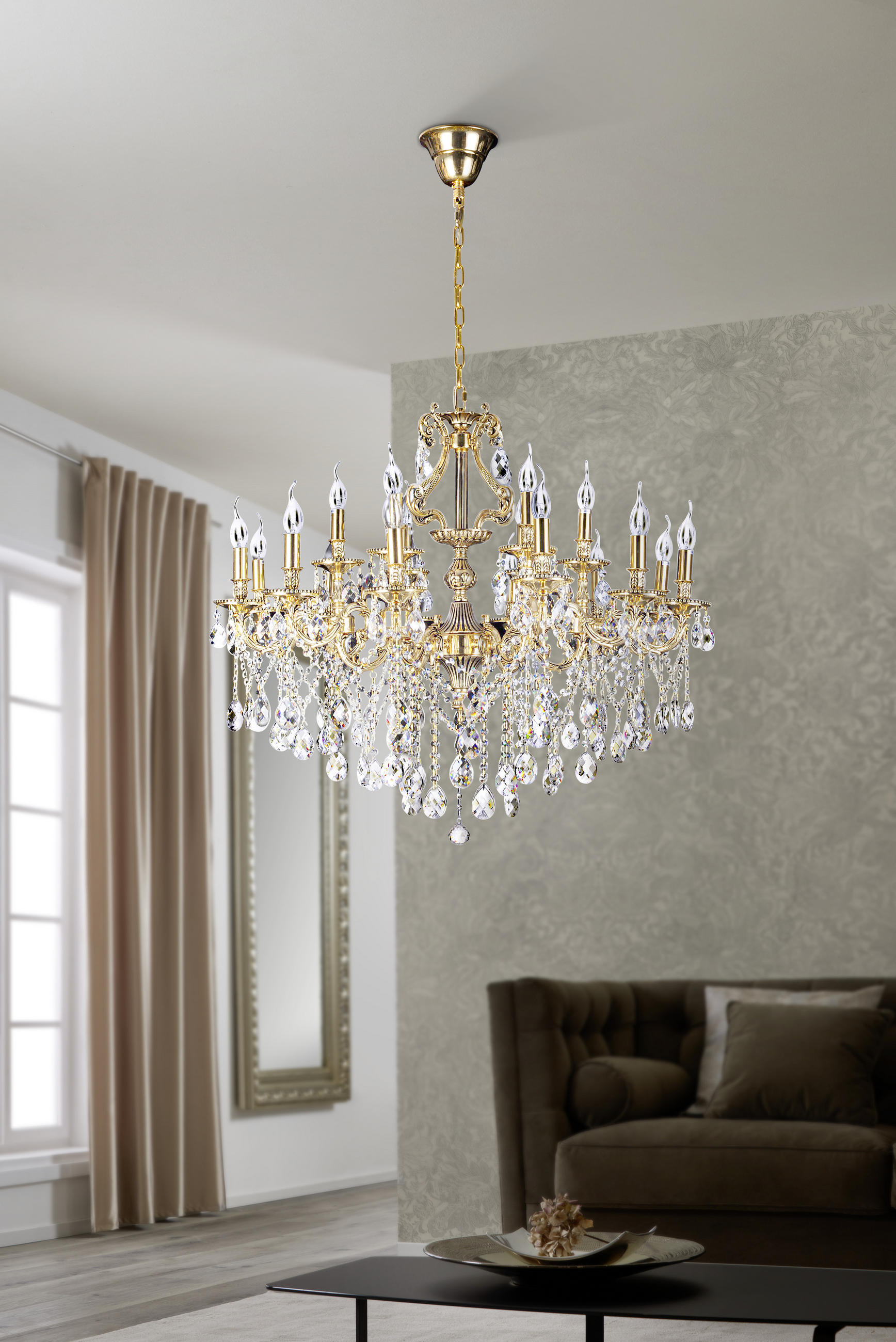 HÄNGELEUCHTE 96/96/402 cm   - Goldfarben, LIFESTYLE, Glas/Metall (96/96/402cm) - Glandor
