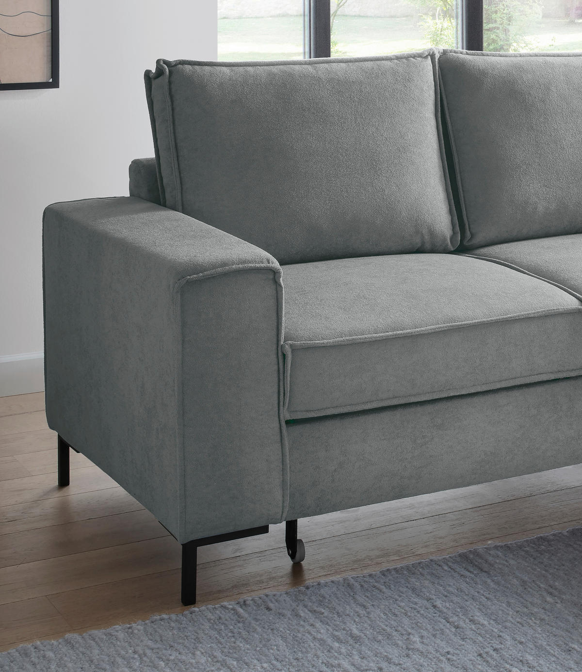 KUTNA GARNITURA tekstil  antracit   - crna/antracit, Moderno, tekstil/metal (240/150cm) - Livetastic