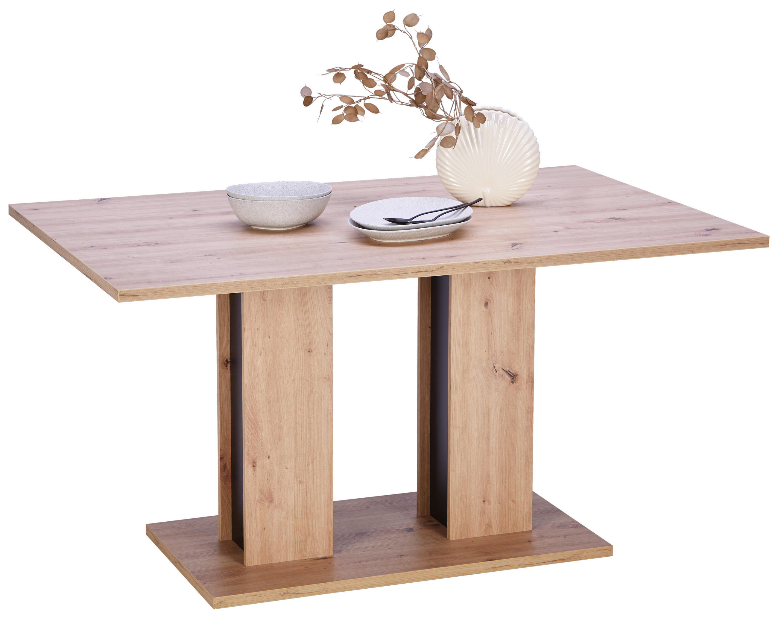 ESSTISCH rechteckig Eiche Artisan  - Schwarz/Eiche Artisan, KONVENTIONELL, Holzwerkstoff (138/74/90cm) - home24