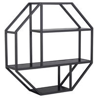 WANDREGAL 77/77/20 cm  - Schwarz, Trend, Holzwerkstoff/Metall (77/77/20cm) - Livetastic