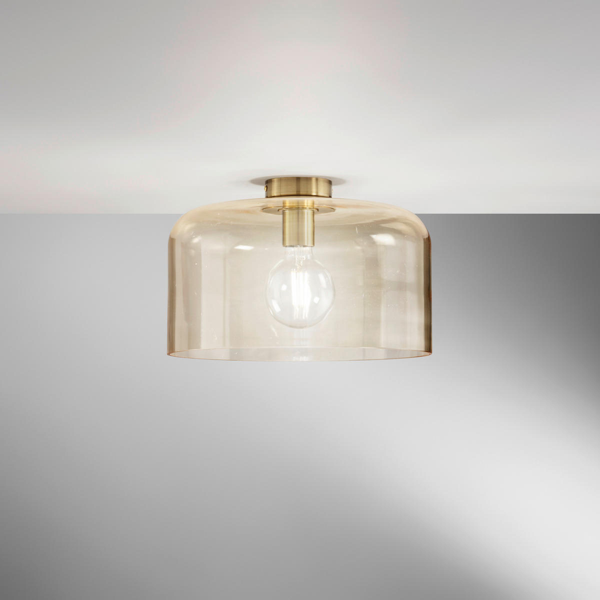 DECKENLEUCHTE Luce Ambiente e Design 35/23 cm   - Goldfarben/Bernsteinfarben, LIFESTYLE, Glas/Metall (35/23cm)