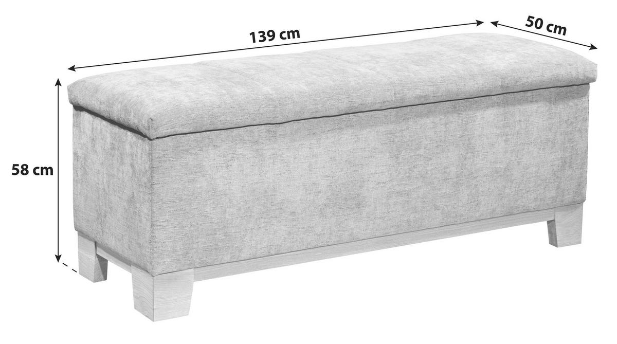 BETTBANK Mikrofaser Graphitfarben  - Eichefarben/Graphitfarben, KONVENTIONELL, Holz/Textil (139/58/50cm) - Carryhome