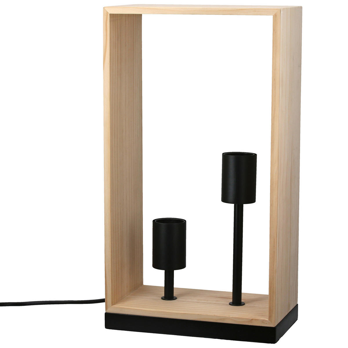 TISCHLEUCHTE Scatola   - Hellbraun/Schwarz, Basics, Holz/Metall (22/40/12cm)