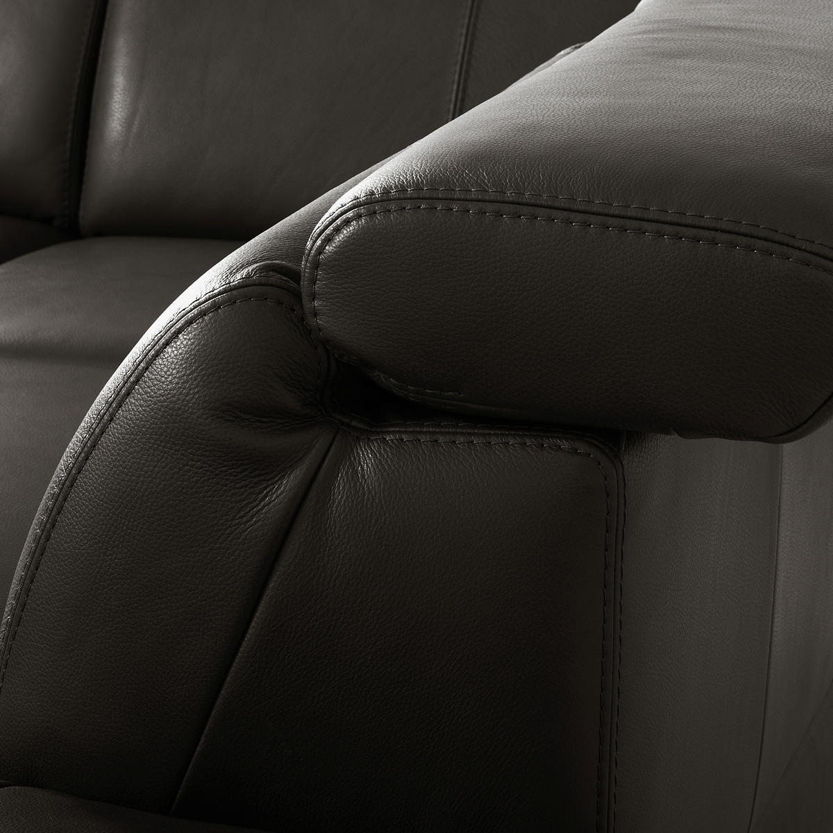 ECKSOFA Dunkelbraun Echtleder Lederlook Bettkasten, Schlaffunktion, Rücken echt, Armteilverstellung, Kopfteilverstellung  - Dunkelbraun/Schwarz, Design, Leder/Textil (264/211cm) - Livetastic