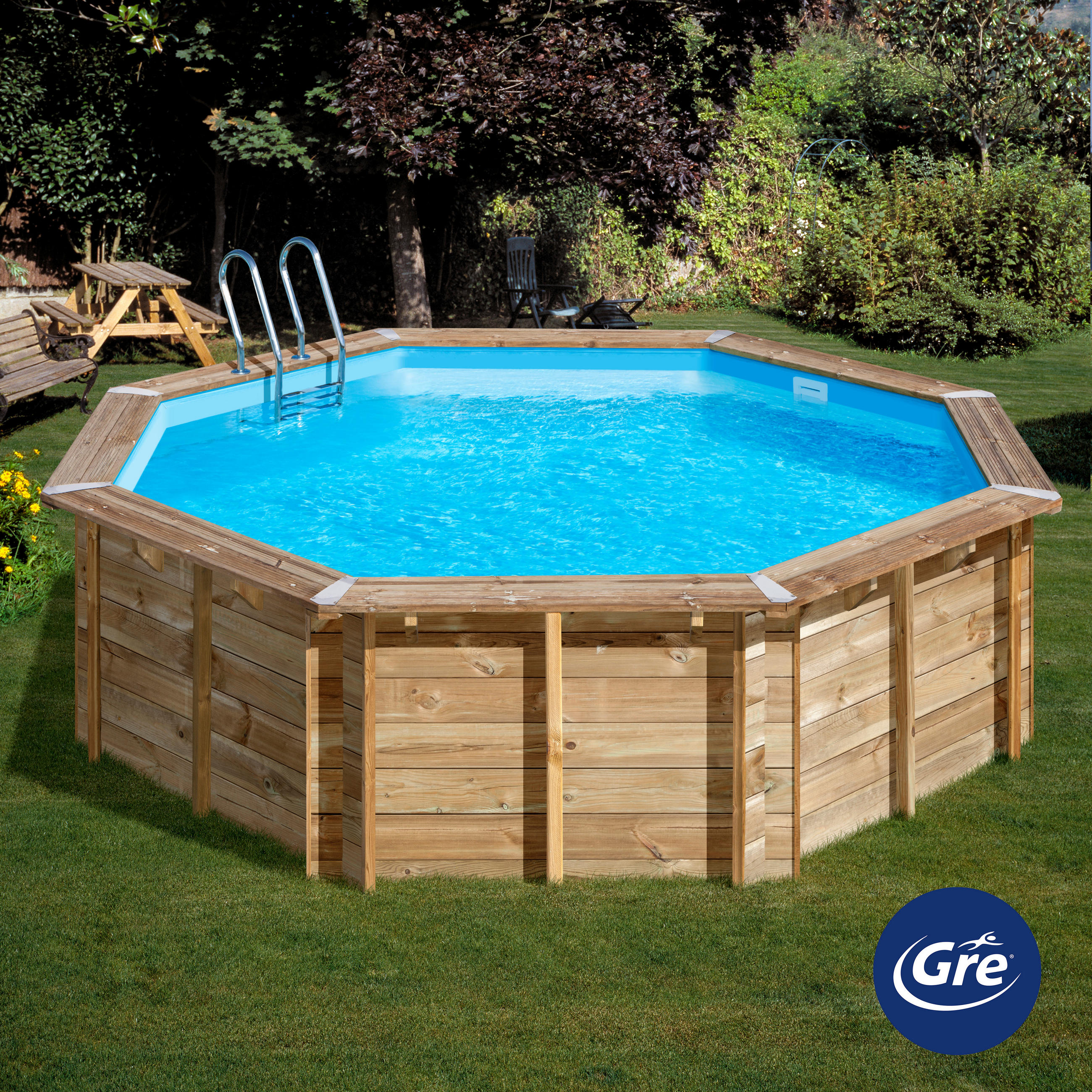 POOL-SET 2024 500/500/127 cm  - Kieferfarben, KONVENTIONELL, Holz (500/500/127cm) - Gre