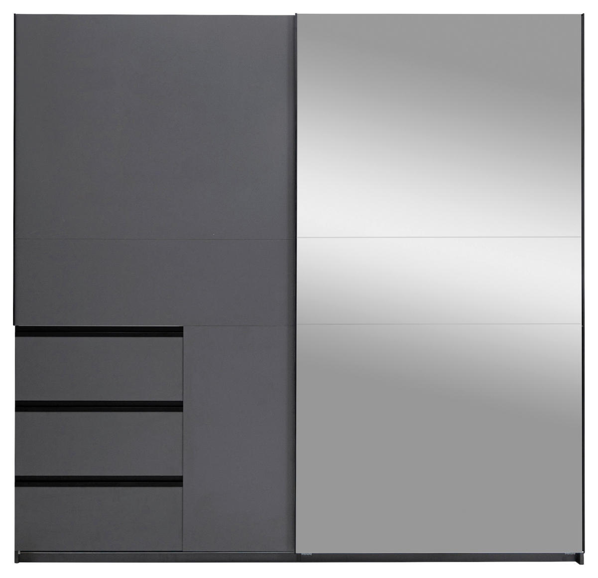 SCHIEBETÜRENSCHRANK 215/205/61,5 cm 2-türig Graphitfarben  - Graphitfarben/Schwarz, MODERN, Holzwerkstoff/Metall (215/205/61,5cm) - MID.YOU