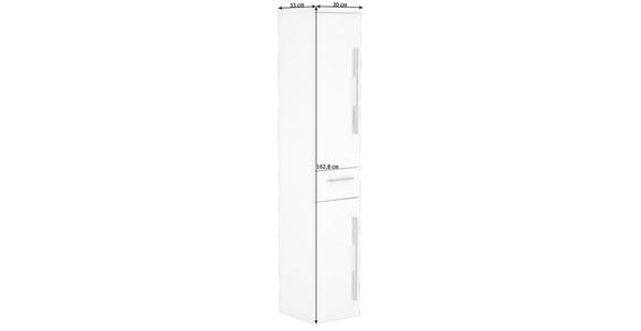 HOCHSCHRANK 30/162,8/33 cm - Chromfarben/Weiß, KONVENTIONELL, Glas/Holzwerkstoff (30/162,8/33cm) - Dieter Knoll