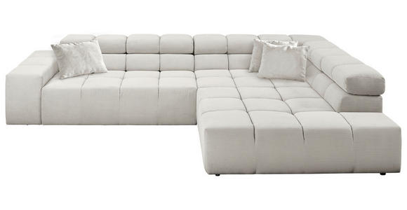 ECKSOFA in Feincord Weiß  319/215 cm  - Schwarz/Weiß, Design, Kunststoff/Textil (319/215cm) - Hom`in
