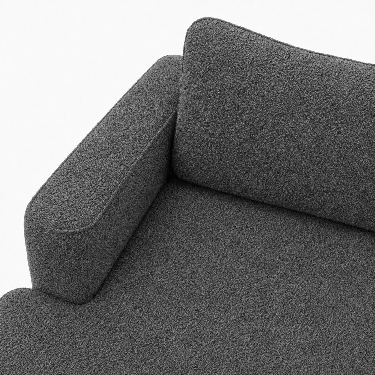 ECKSOFA FREDO Dunkelgrau Bouclé  - Dunkelgrau/Schwarz, Design, Kunststoff/Textil (150/233cm) - MID.YOU