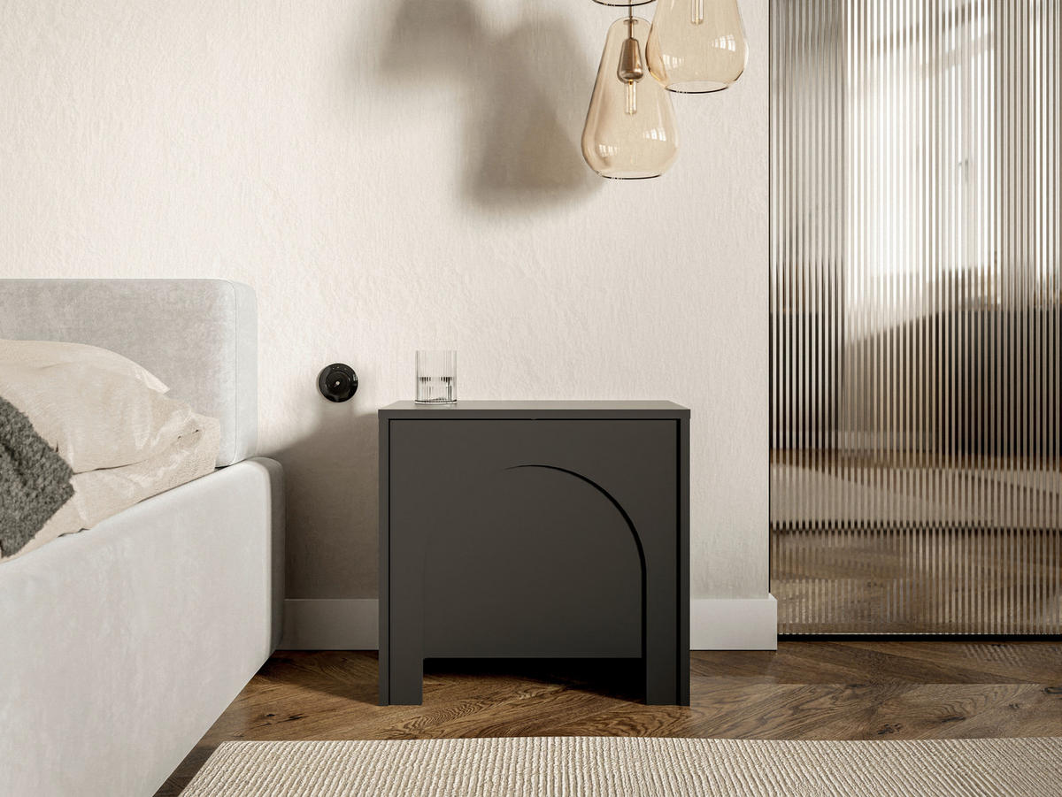 NACHTSCHRANK 53,5/51/35 cm  - Schwarz, Design, Holzwerkstoff (53,5/51/35cm) - Boxxx