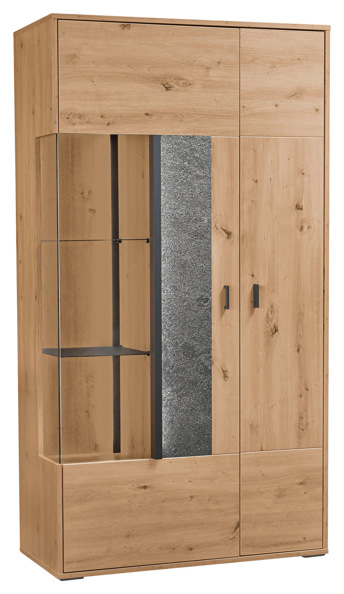 VITRINE in Eiche Artisan, Grau  - Dunkelgrau/Eiche Artisan, Design, Glas/Holzwerkstoff (93,7/170,8/37,2cm) - SetOne by Musterring