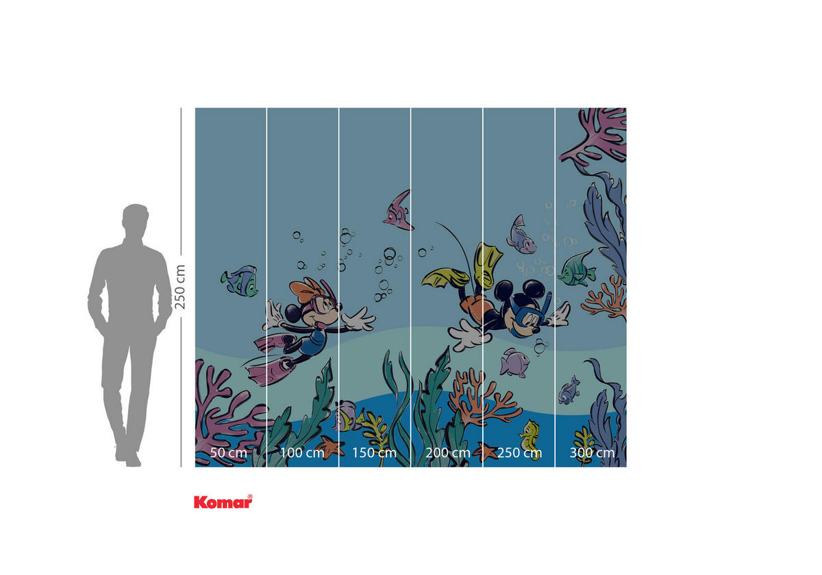 FOTOTAPETE MICKEY&MINNIE CORAL  - Naturfarben, Design, Textil (300/250cm) - Disney