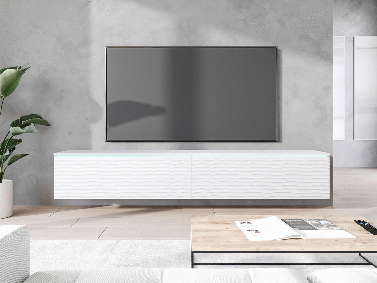 NÍZKA KOMODA, biela, 180/30/33 cm - sivá/biela, Lifestyle, kompozitné drevo/plast (180/30/33cm) - P & B