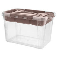 BOX S VÍKEM, 6.6 l - průhledné/šedohnědá, Basics, plast (29/19/18cm)