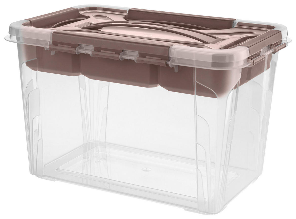 BOX S VÍKEM, 6.6 l - průhledné/šedohnědá, Basics, plast (29/19/18cm)