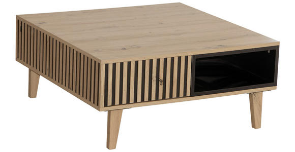 COUCHTISCH in Holz, Holzwerkstoff 80/80/36 cm  - Eichefarben/Schwarz, Design, Holz/Holzwerkstoff (80/80/36cm) - Carryhome