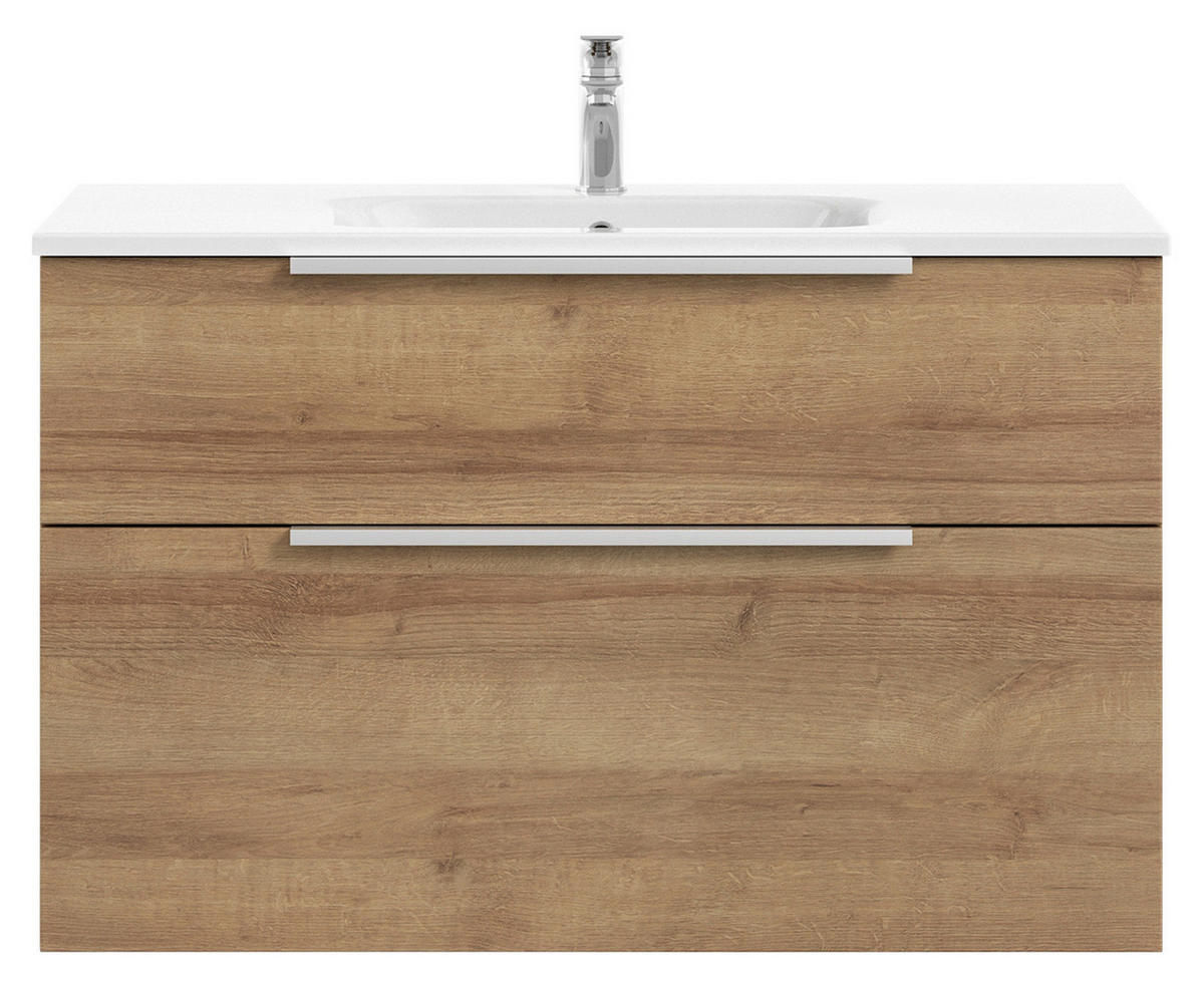 WASCHTISCHKOMBI 101 cm  - Eichefarben/Alufarben, Natur, Holzwerkstoff/Stein (101cm) - Sadena