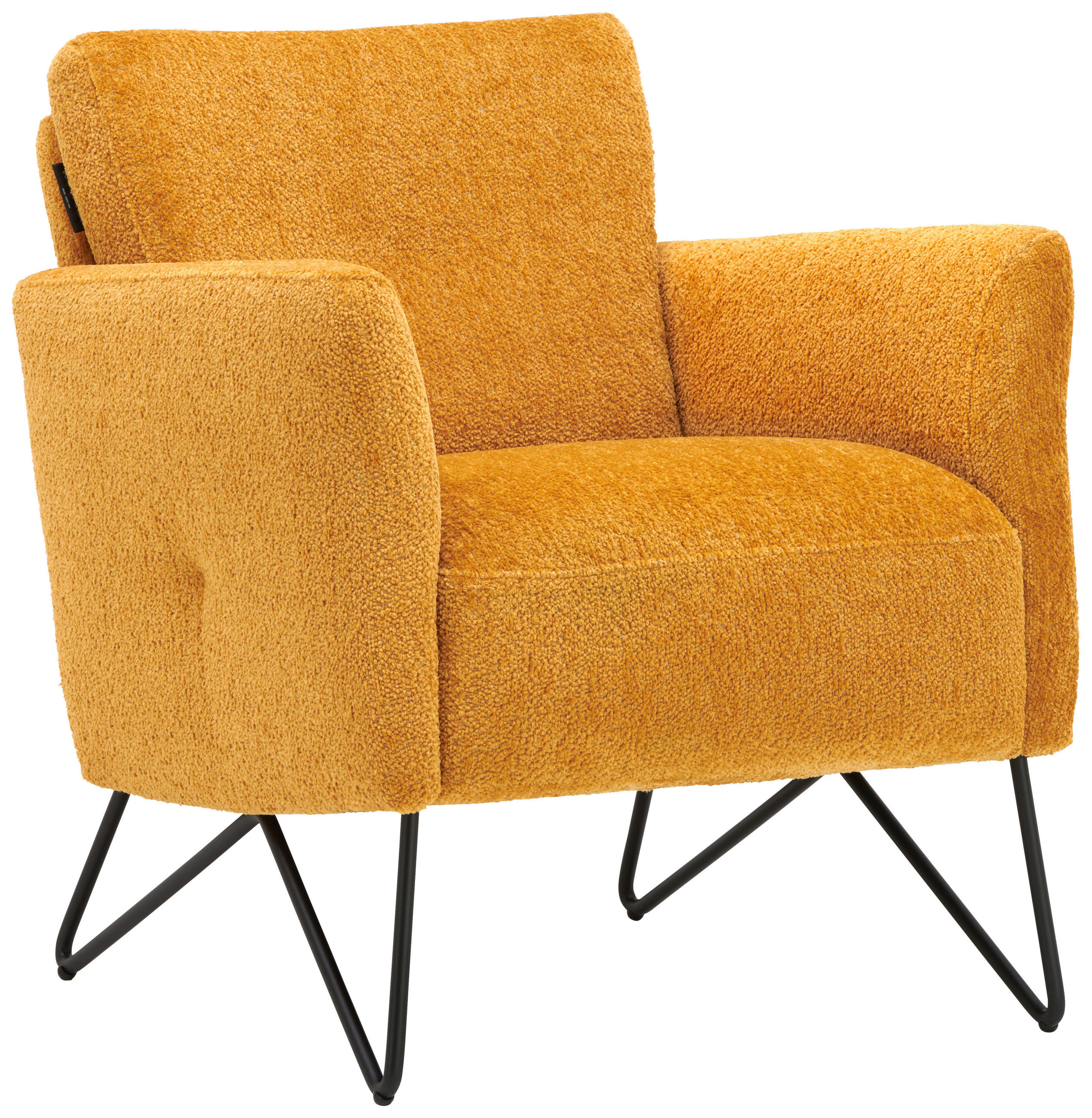 SESSEL Chenille, Mikrofaser Senfgelb  - Senfgelb/Schwarz, Design, Textil/Metall (68/78/76cm) - Johann Jakob