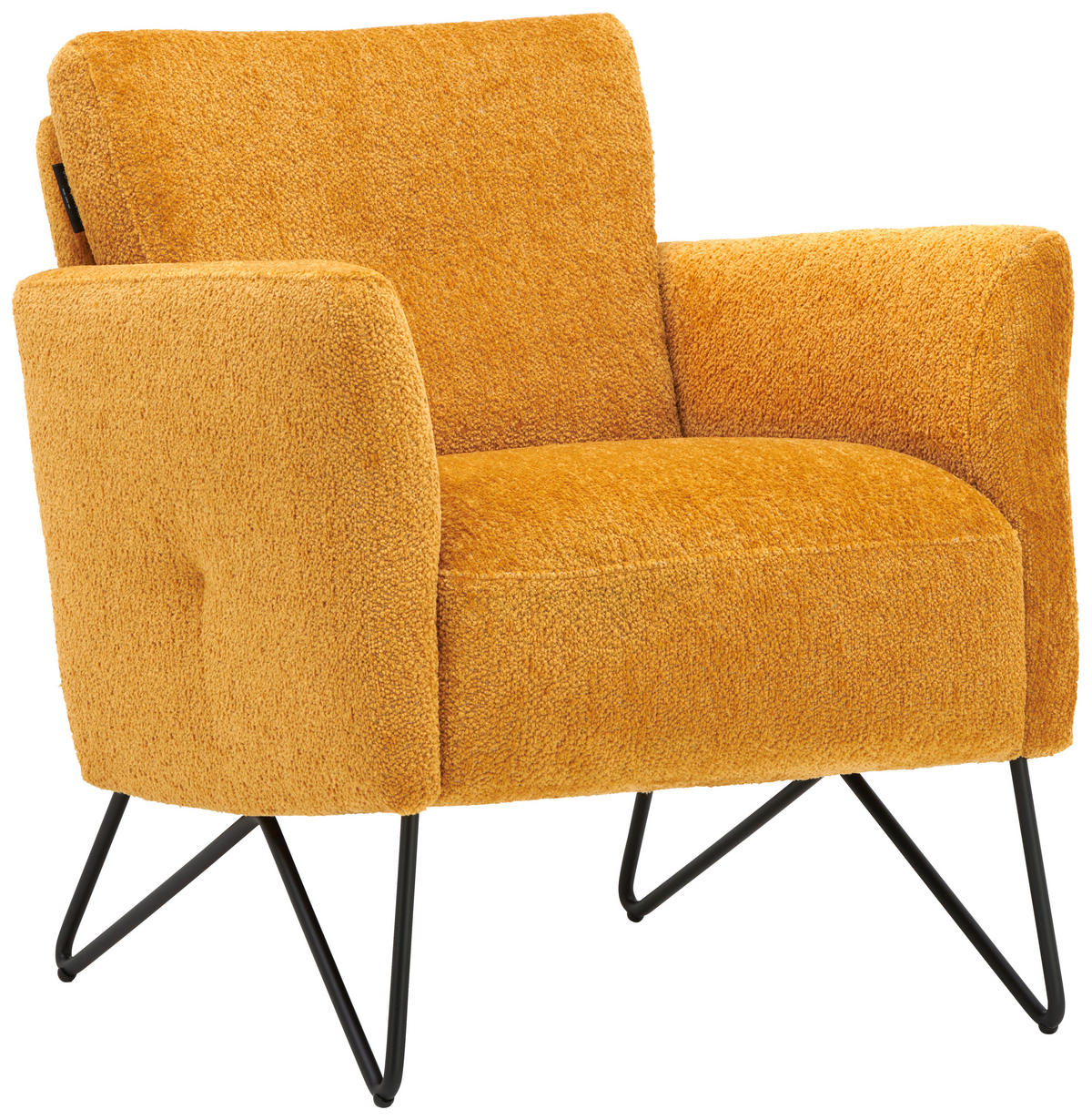 SESSEL Chenille, Mikrofaser Senfgelb  - Senfgelb/Schwarz, Design, Textil/Metall (68/78/76cm) - Johann Jakob