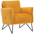 SESSEL in Chenille, Mikrofaser Senfgelb  - Senfgelb/Schwarz, Design, Textil/Metall (68/78/76cm) - Johann Jakob