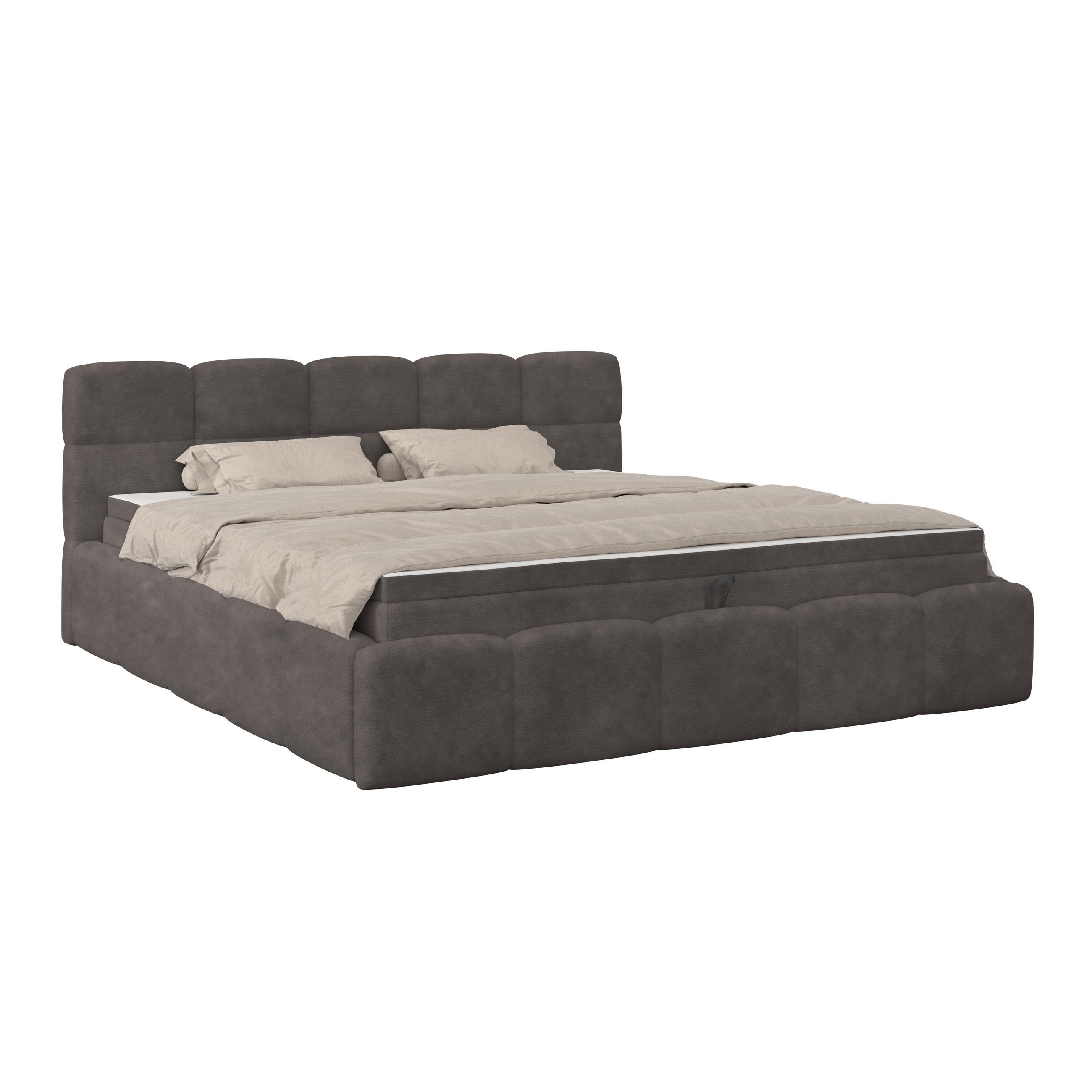 POLSTERBETT 160/200 cm,  in Anthrazit, Matratze, Bettkasten, H3 = fest  - Anthrazit/Schwarz, Trend, Kunststoff/Textil (160/200cm)