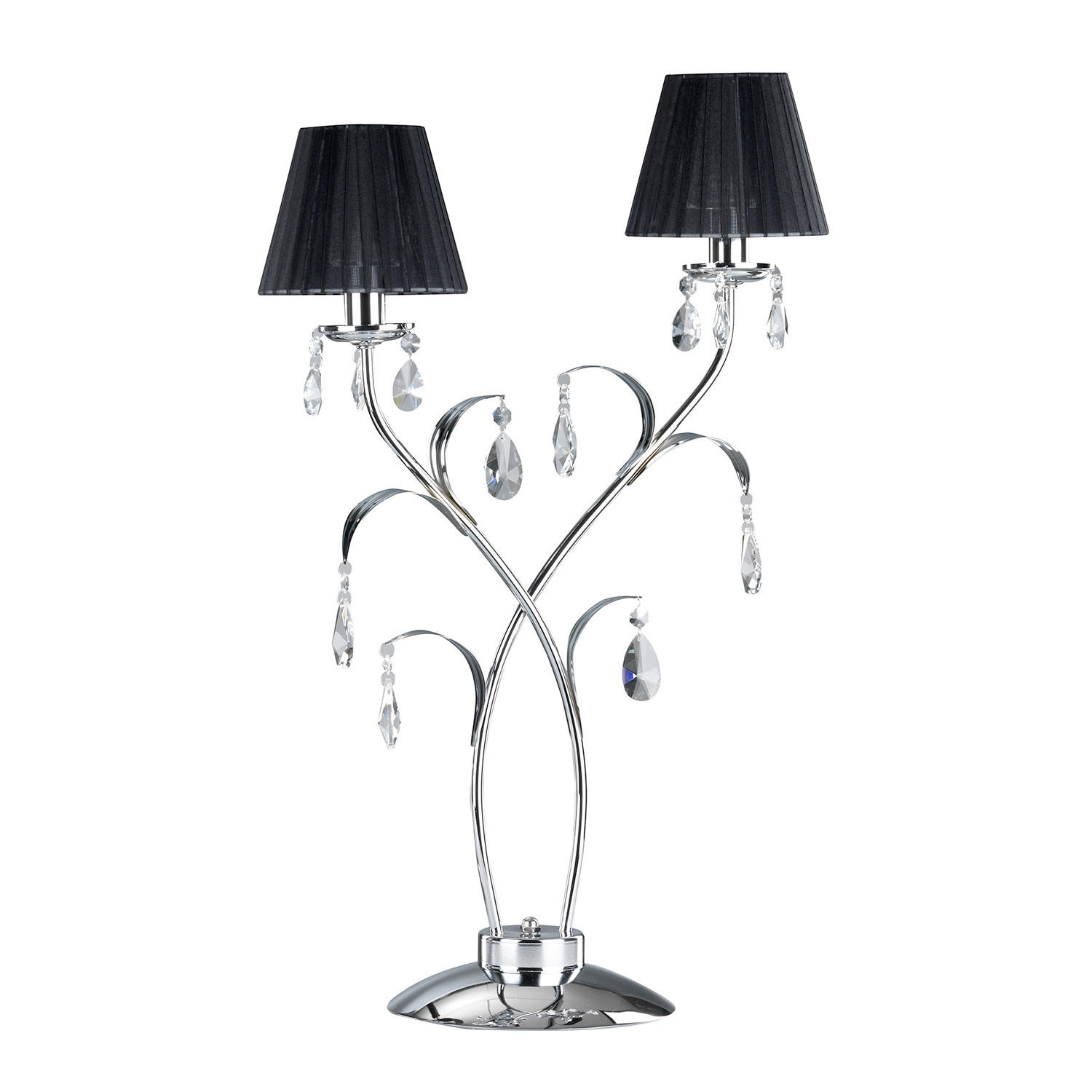 BORDSLAMPA I KRISTALL 45/70 cm   - kromfärg/svart, Klassisk, metall/glas (45/70cm)