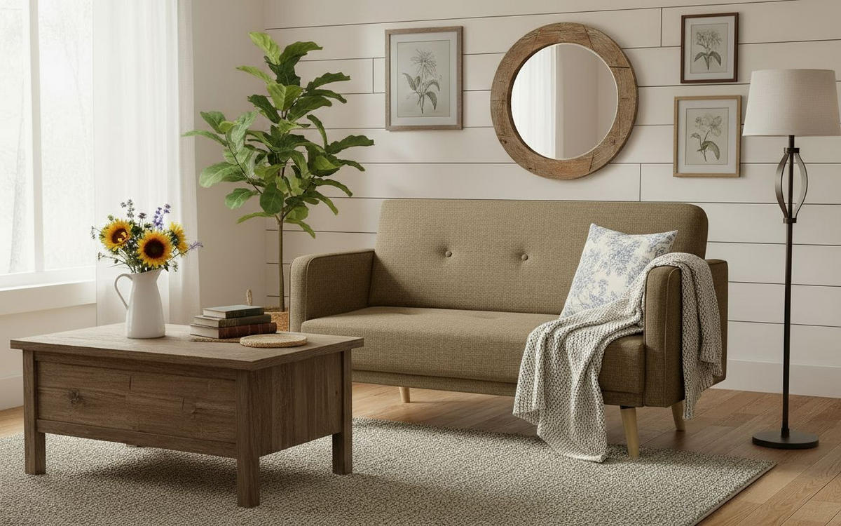 2-SITZER-SOFA Webstoff Braun  - Naturfarben/Braun, MODERN, Holz/Textil (137/80/90cm) - MID.YOU