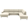 WOHNLANDSCHAFT in Echtleder Creme  - Creme/Alufarben, Design, Leder/Metall (165/339/233cm) - Beldomo Premium