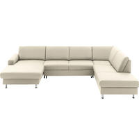 WOHNLANDSCHAFT in Echtleder Creme  - Creme/Alufarben, Design, Leder/Metall (165/339/233cm) - Beldomo Premium