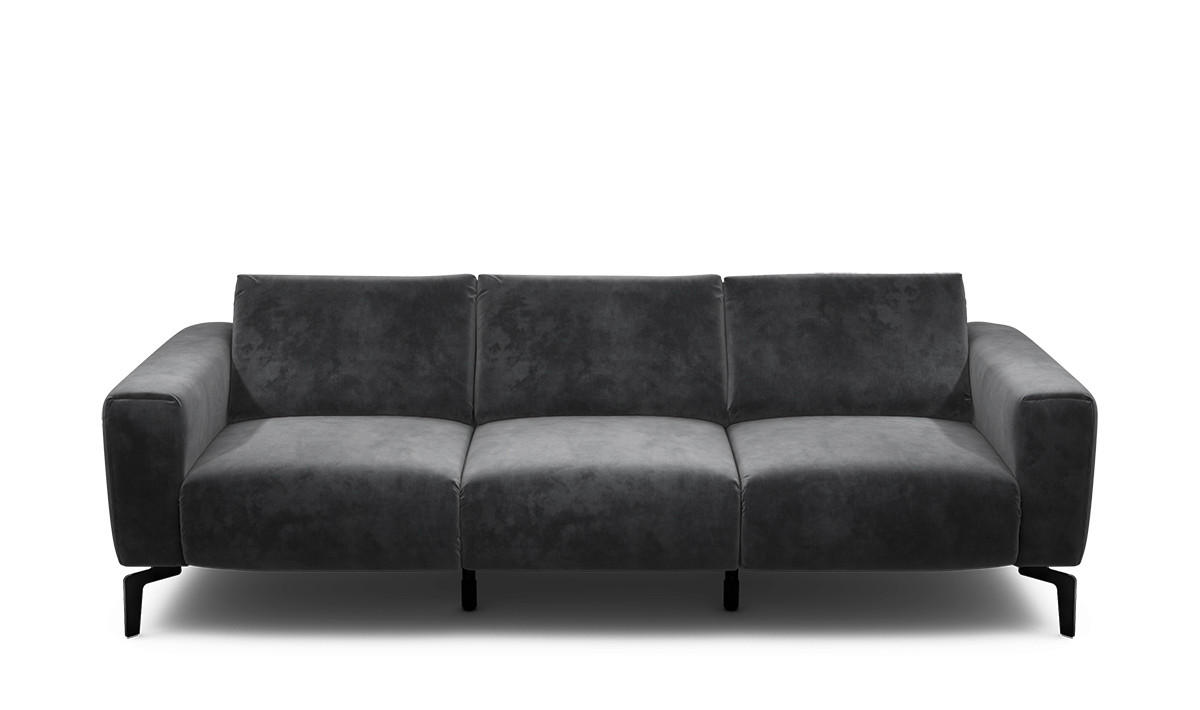 3-SITZER-SOFA Samt Anthrazit  - Anthrazit/Schwarz, Design, Textil/Metall (250/86/86-94cm) - SENSOO