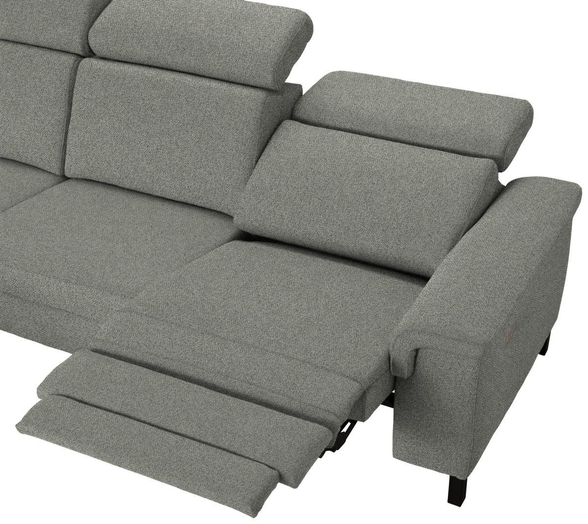 ECKSOFA Grün Flachgewebe Rücken echt, Kopfteilverstellung  - Schwarz/Grün, KONVENTIONELL, Textil/Metall (182/304cm) - Pure Home Comfort