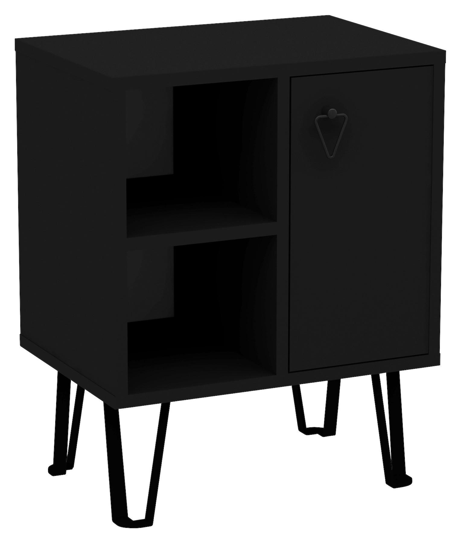 NACHTSCHRANK 50/63/35 cm, Schwarz,  - Schwarz, Design, Holzwerkstoff (50/63/35cm) - Livetastic