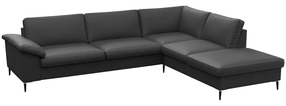 Freisteller von Livetastic ECKSOFA Schwarz Echtleder.