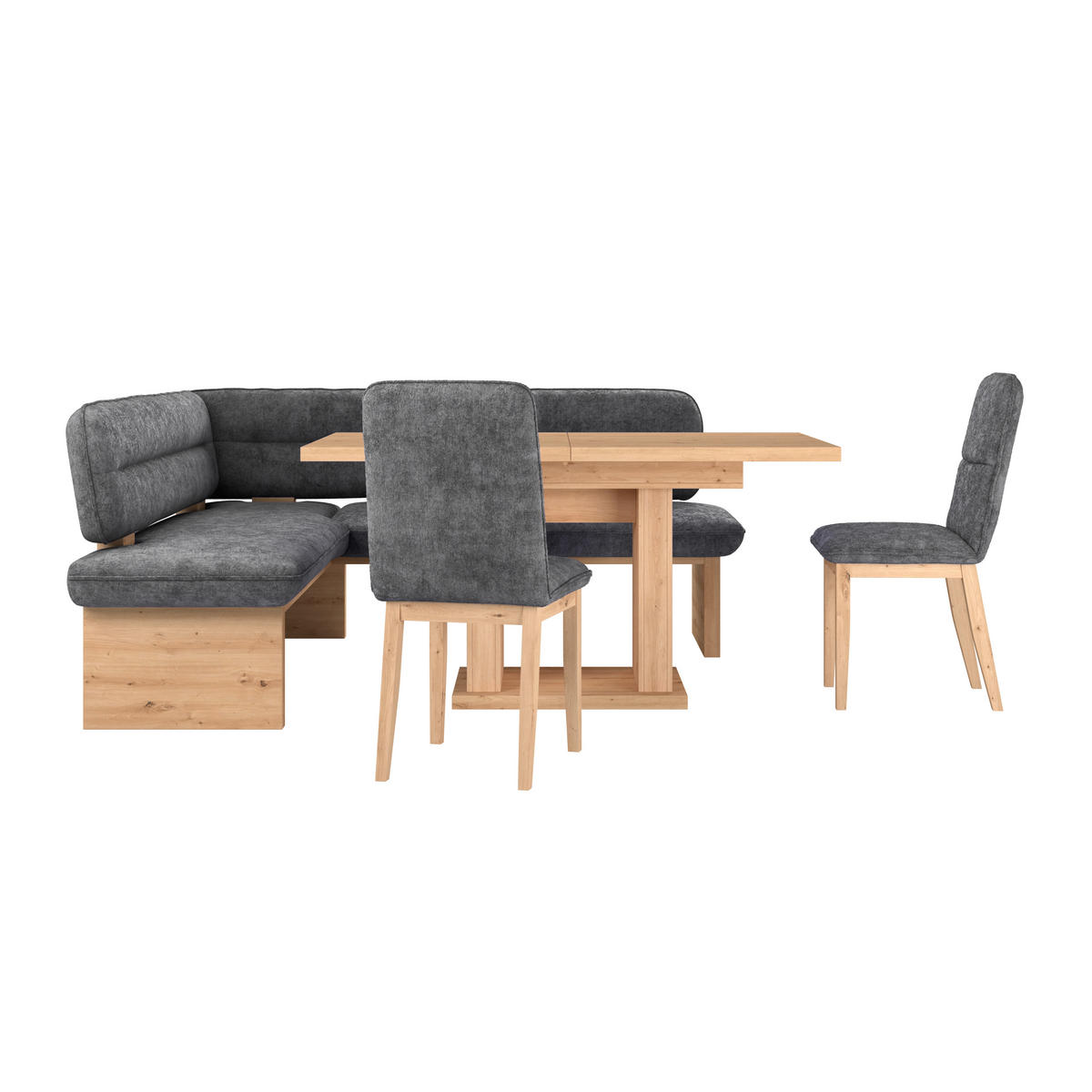 ECKBANK 170/212 cm Webstoff Anthrazit Eiche Sperrholz   - Eichefarben/Anthrazit, KONVENTIONELL, Holz/Textil (170/212cm) - James Wood