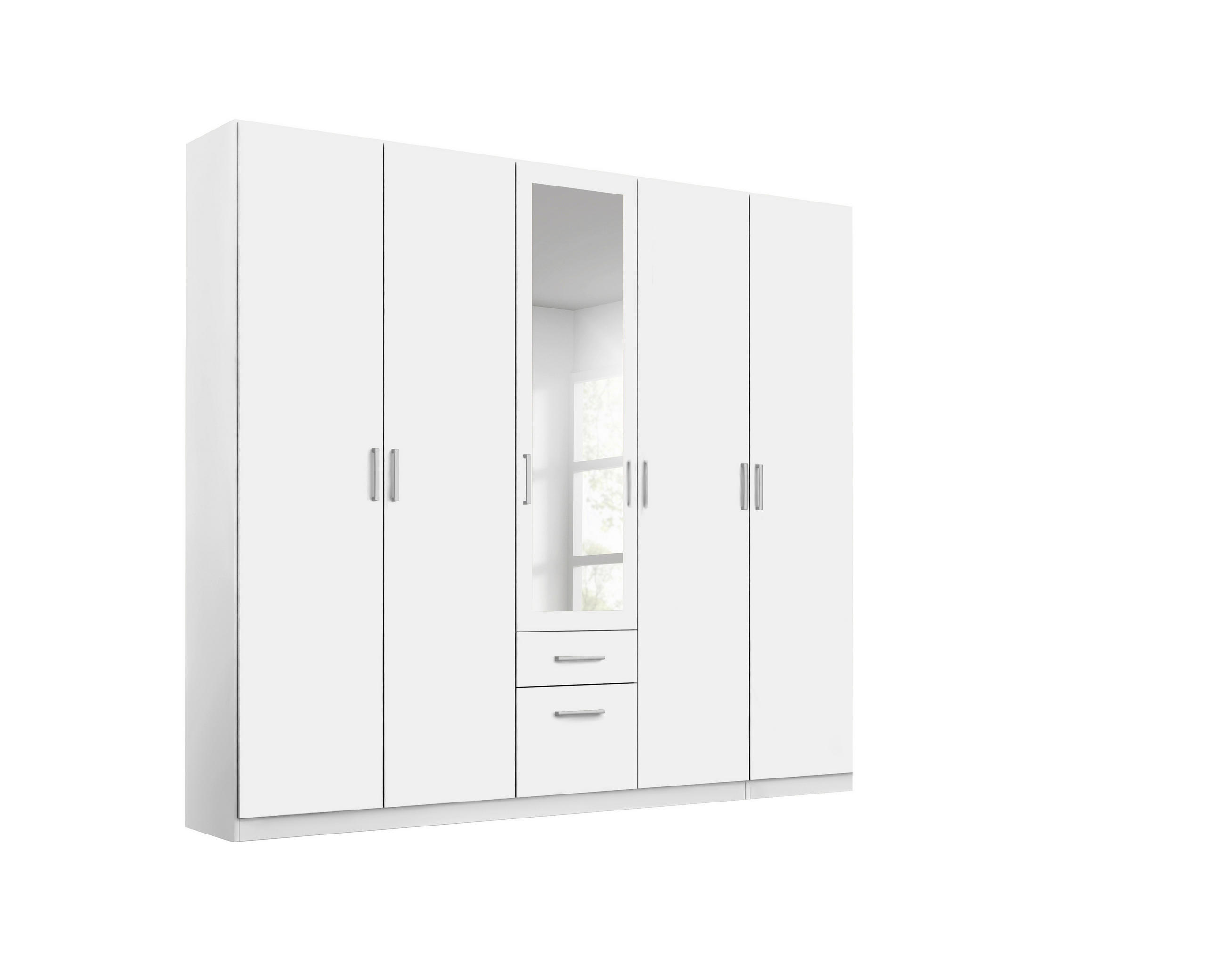 DREHTÜRENSCHRANK 226/229/54 cm 5-türig Weiß  - Alufarben/Weiß, MODERN, Holzwerkstoff/Kunststoff (226/229/54cm) - Rauch Möbel